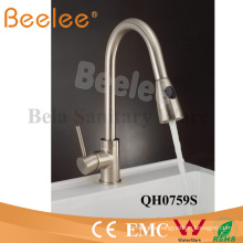 Nickle Finished Brass Pull Down Spray Water Flow Changeable Jet Single Lever Handle Kitchen Tap Mixer